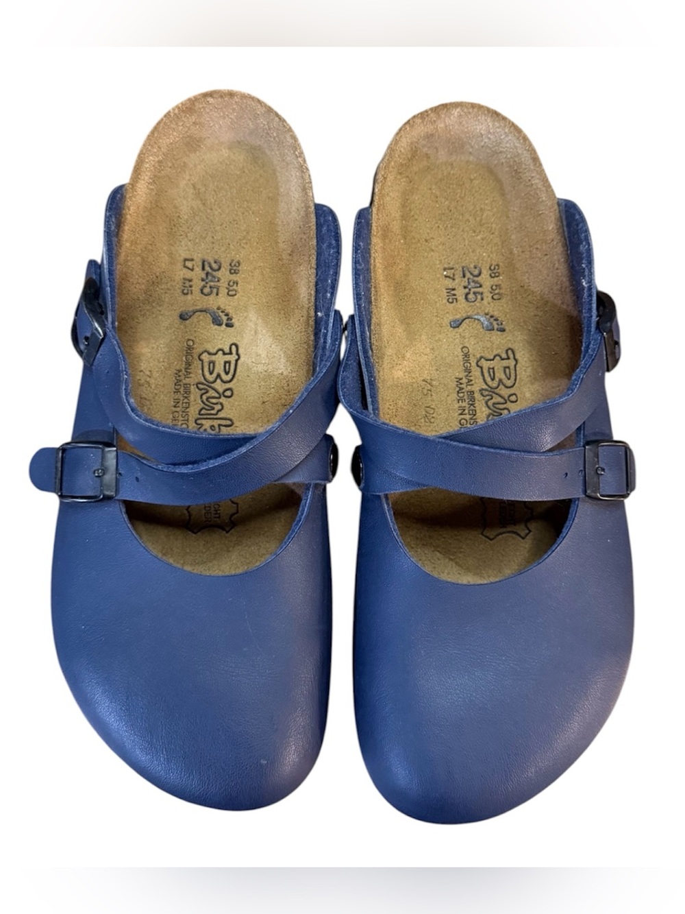 Birki’s by Birkenstock Dorian Navy Leather Mary Jane Clogs Women’s Size 7 - Picture 6 of 9